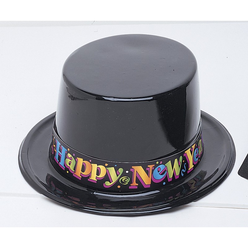 New Year črn plastičen  klobuk