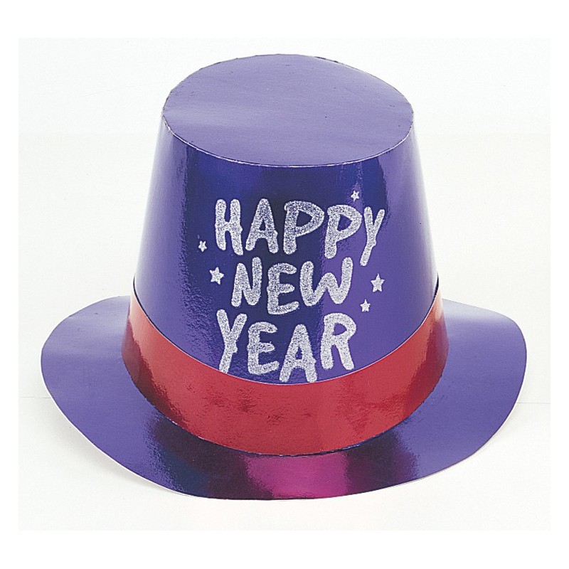 New Year črn-bleščeč plastičen  klobuk
