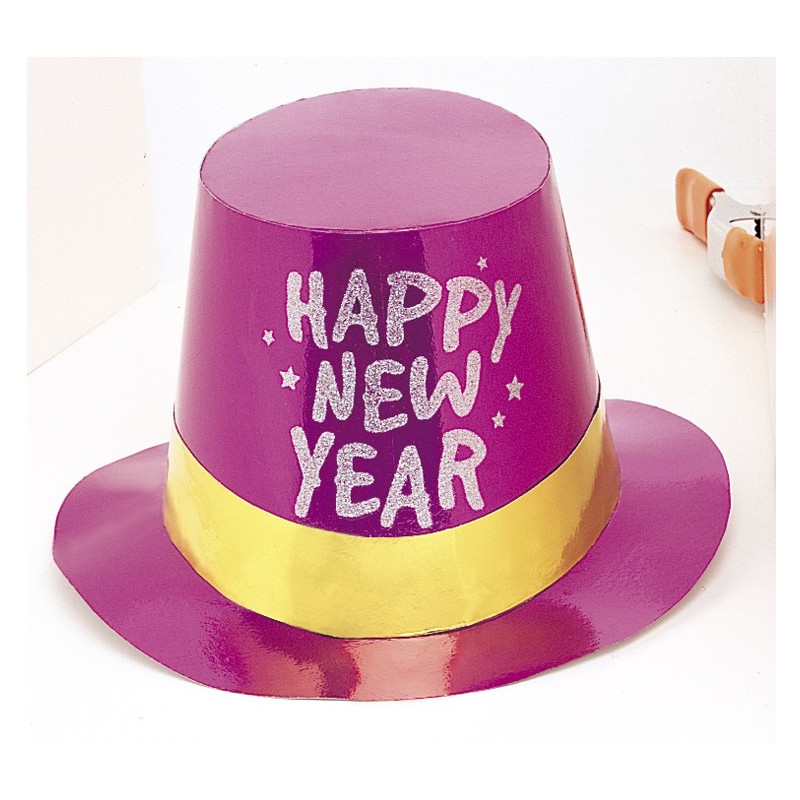 New Year schwarz Glanz Kunststoff Hut