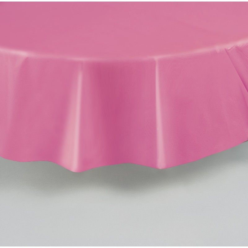 Rosa runde Plastik Tischdecke