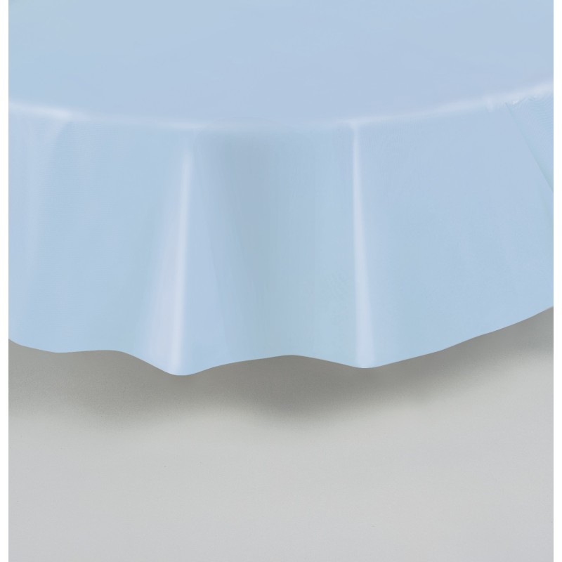 Round  blue plastic tablecover