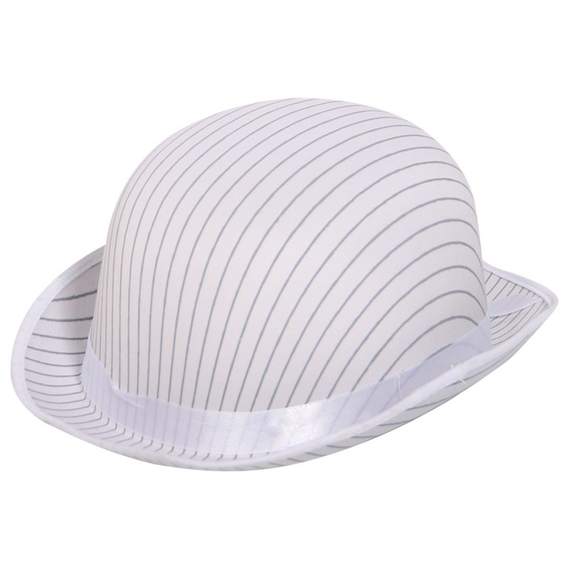 White pinstripe bowler hat