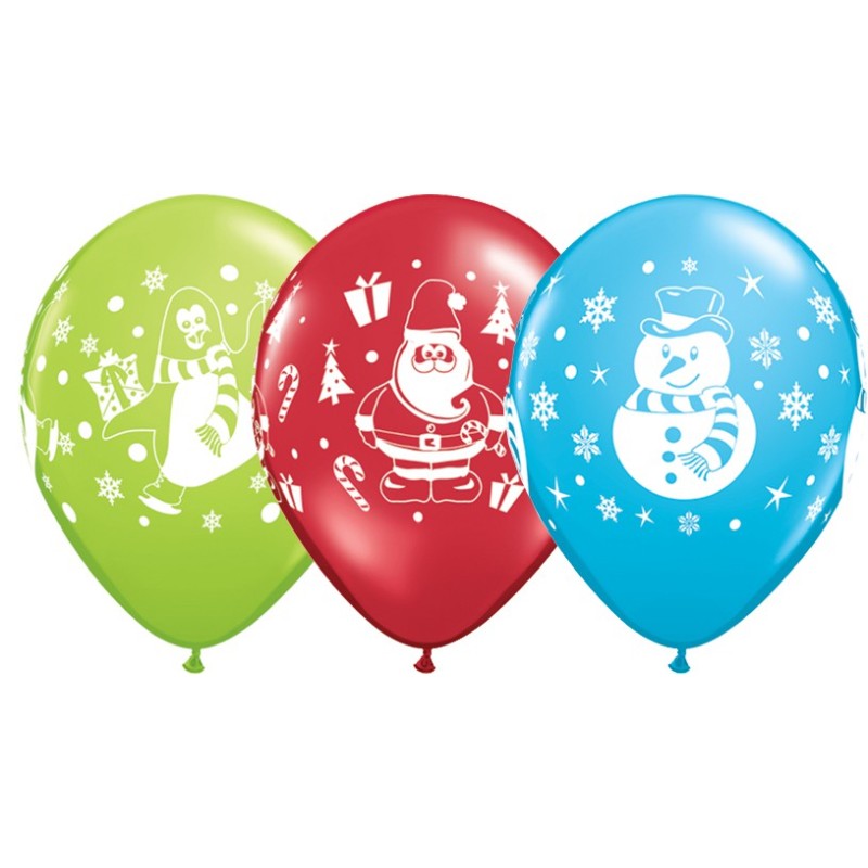 Latex Balloons Snowman, Penguin & Santa