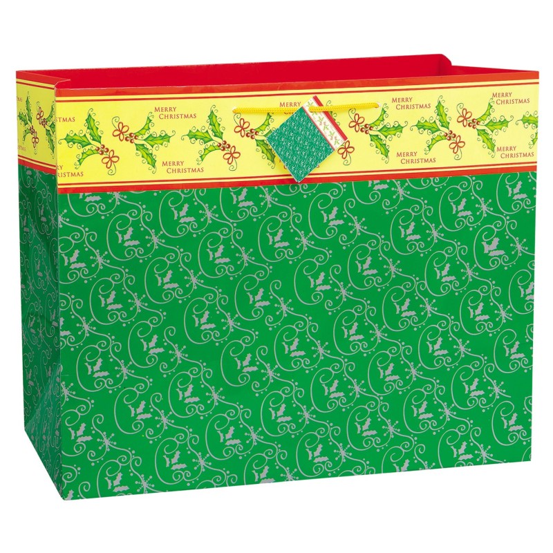Fancy Christmas green gift bag