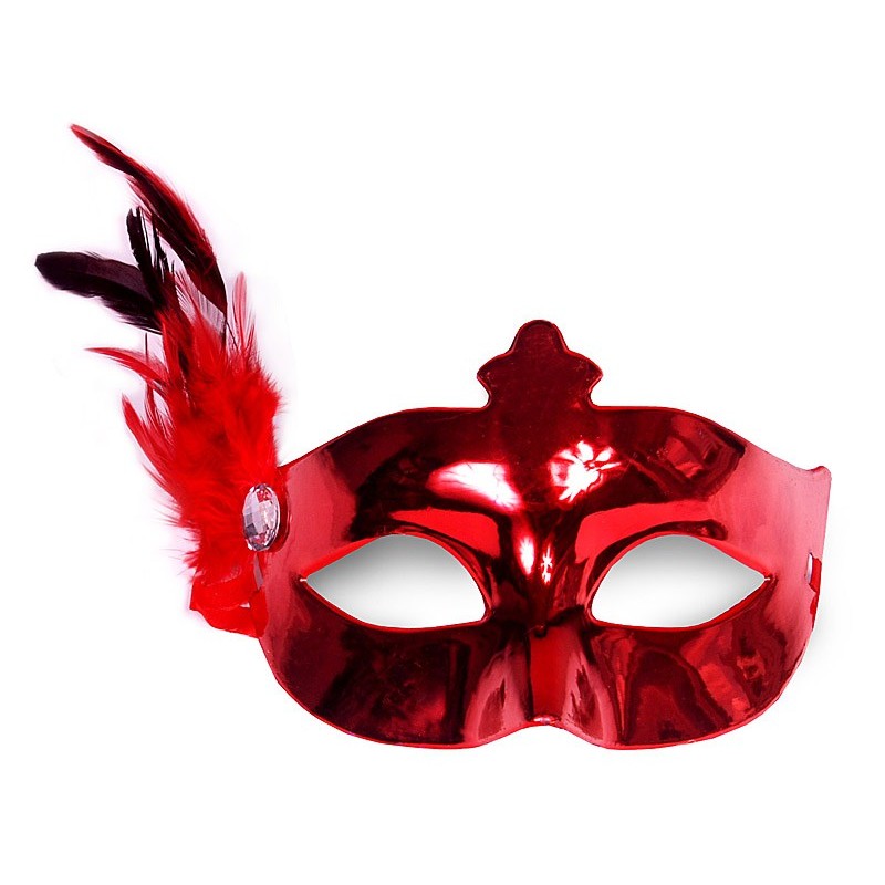 Red mask with feather