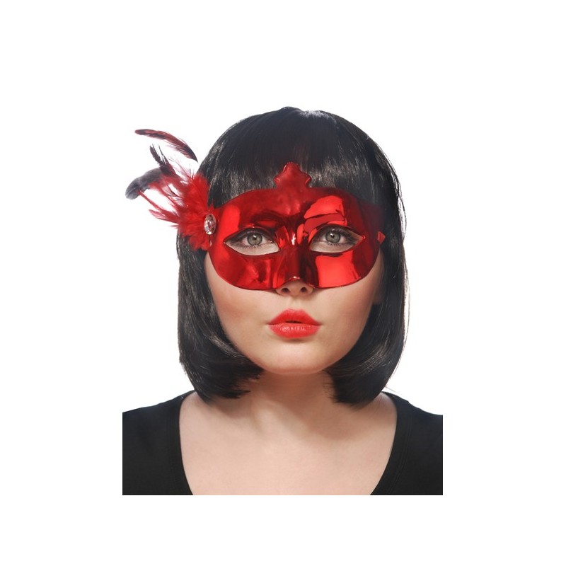 Rdeča maska s peresom