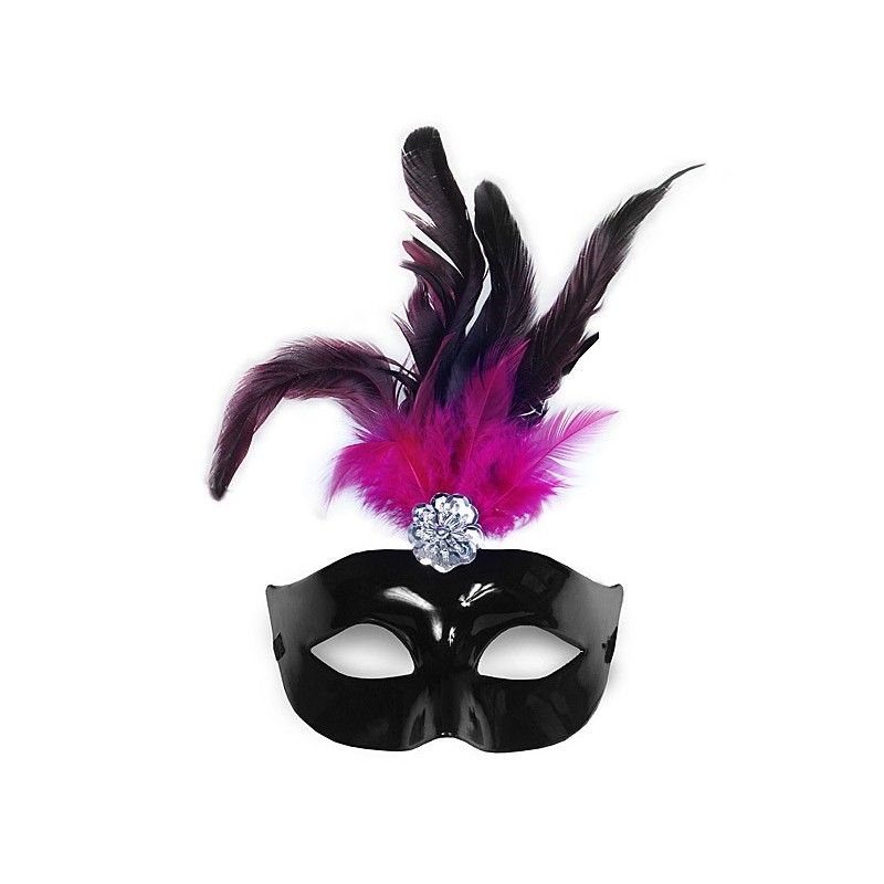 Črna maska s peresi