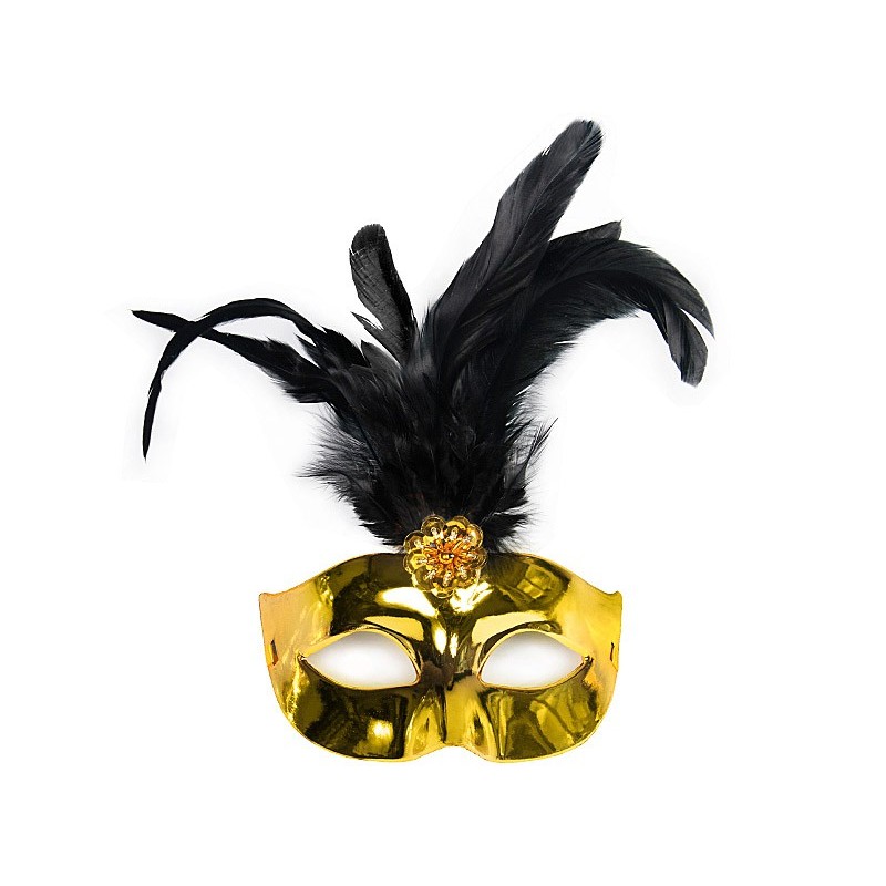 Gold mask with feather