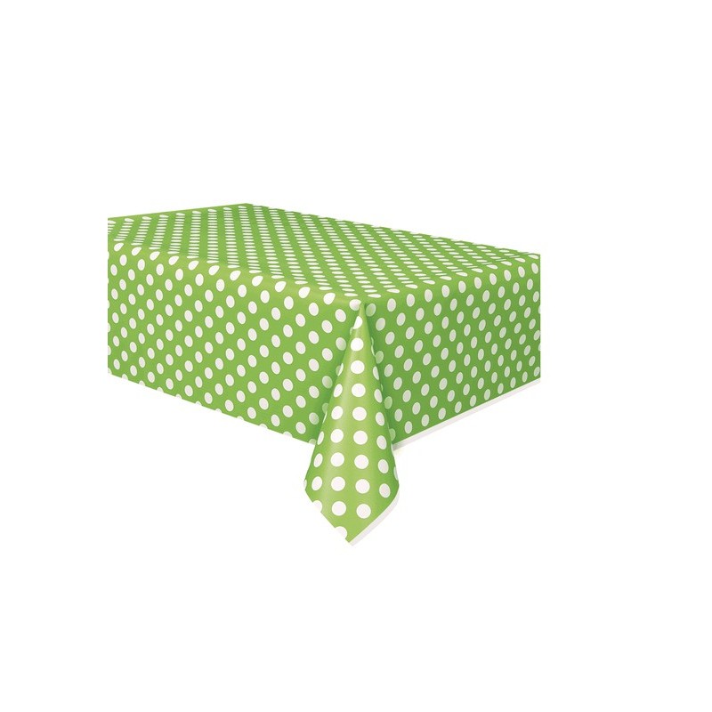 Lime green polka dot tablecover