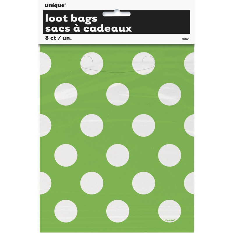 Lime green polka dot  loot bags