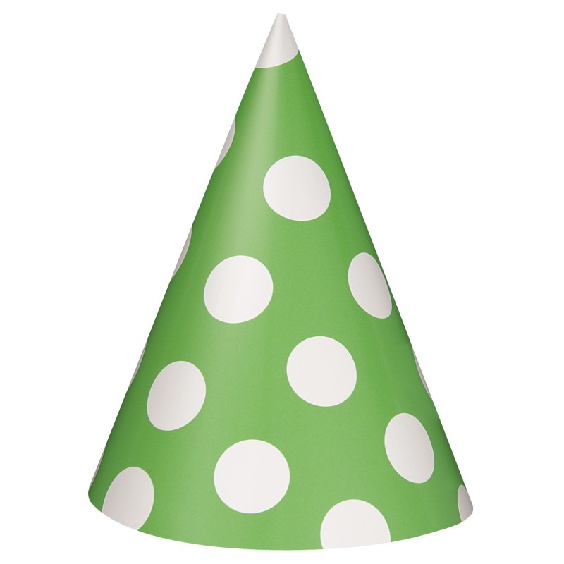 Lime green polka party hats