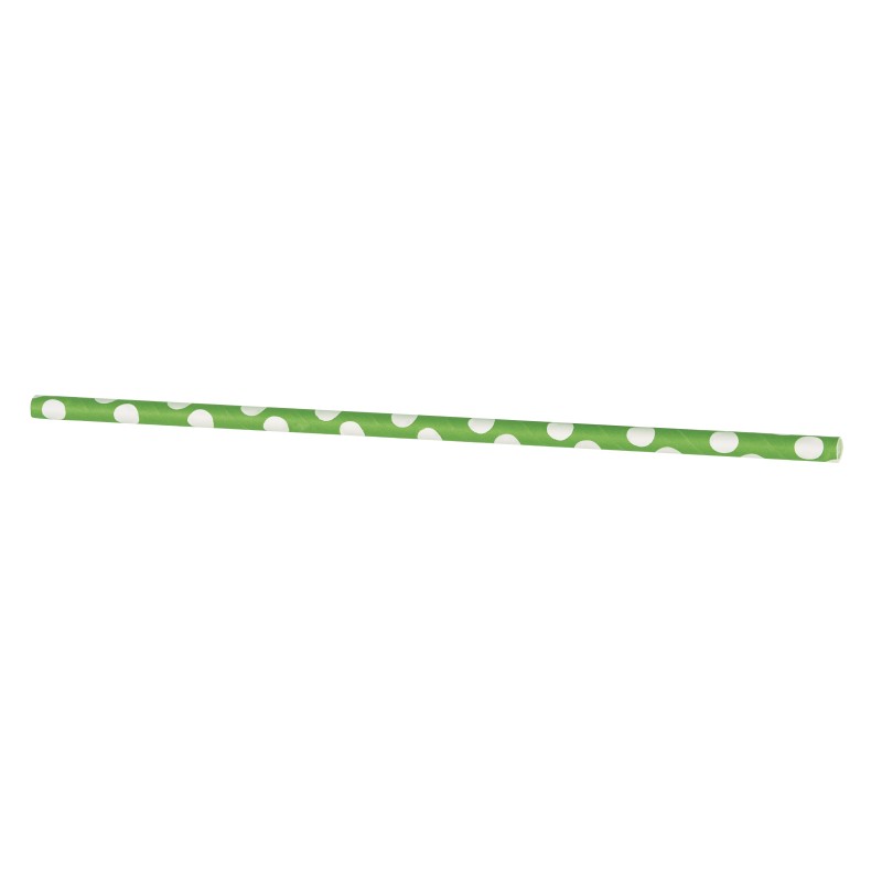 Lime green polka dot straws