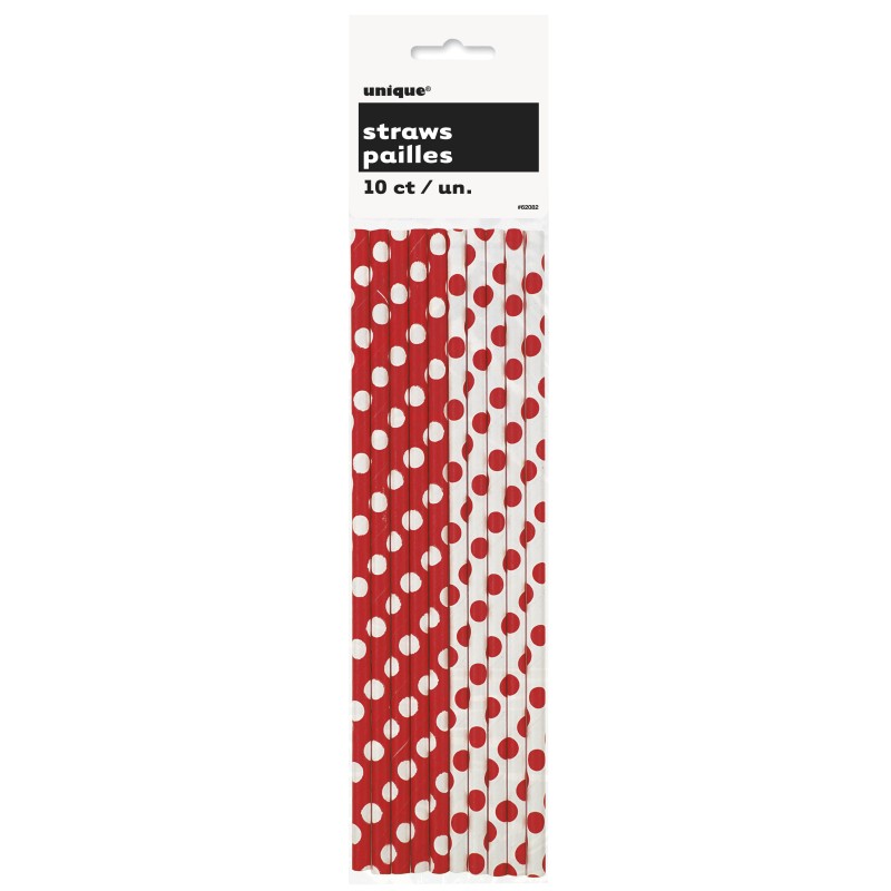 Red polka dot straws