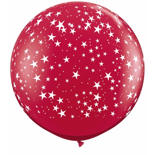 Rdeč veliki tiskani balon - zvezde