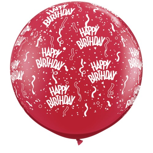 Rdeč velik tiskan balon - Rojstni dan