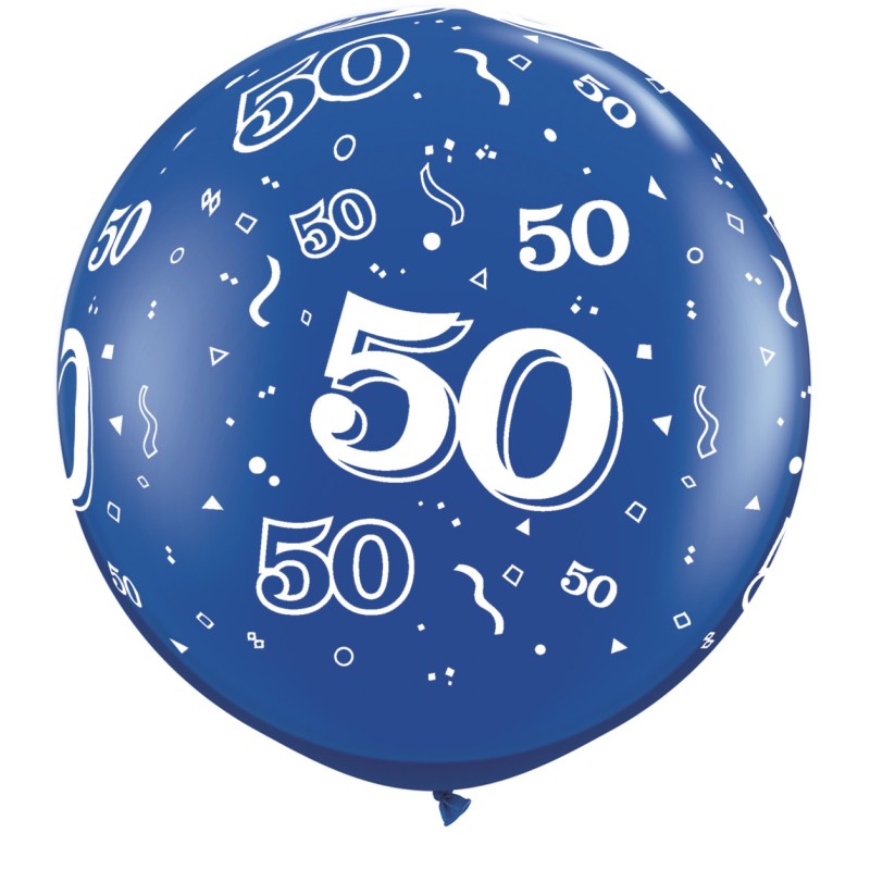 Große bedruckte Ballon 50 - saphirblau