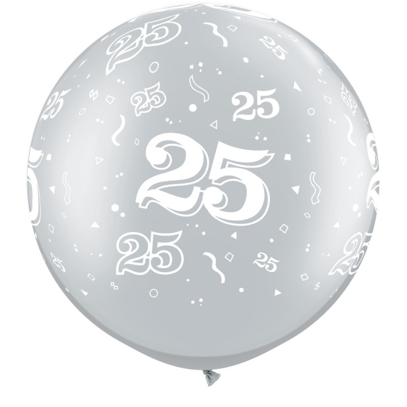 Srebrni veliki tiskani balon - številka 25