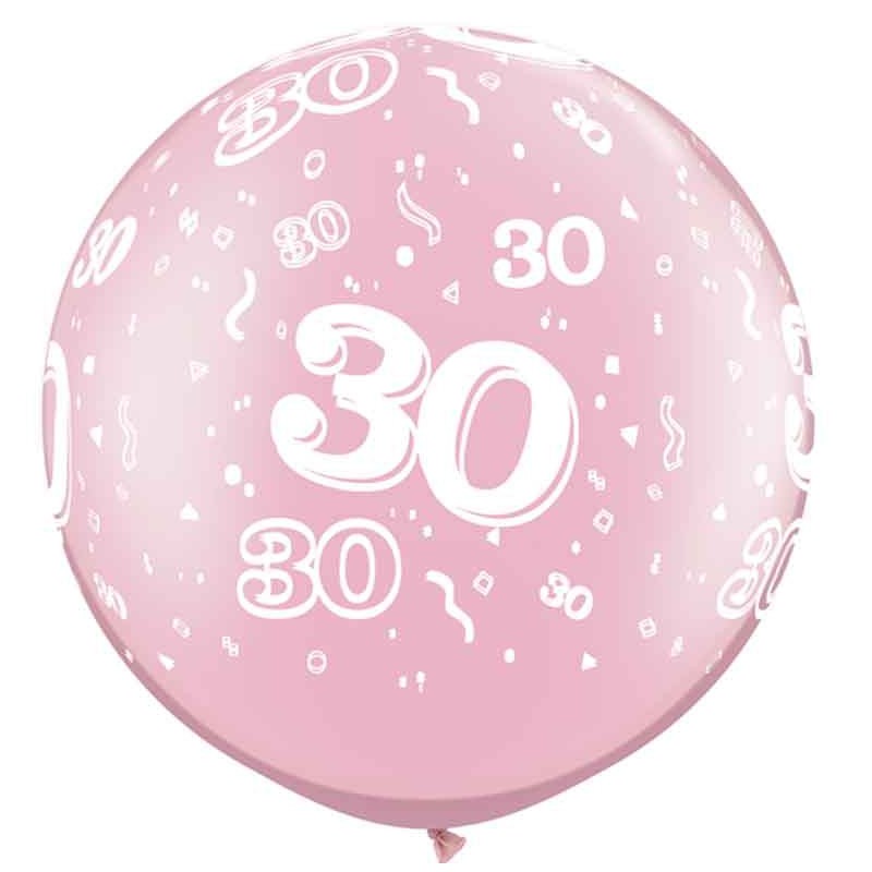 Große bedruckte Ballon mit Nummer 30 - perl pink