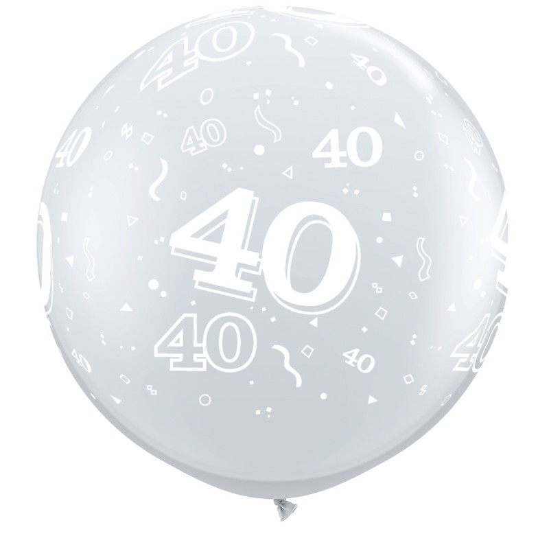Große bedruckte Ballon mit Nummer 40 - diamant klar
