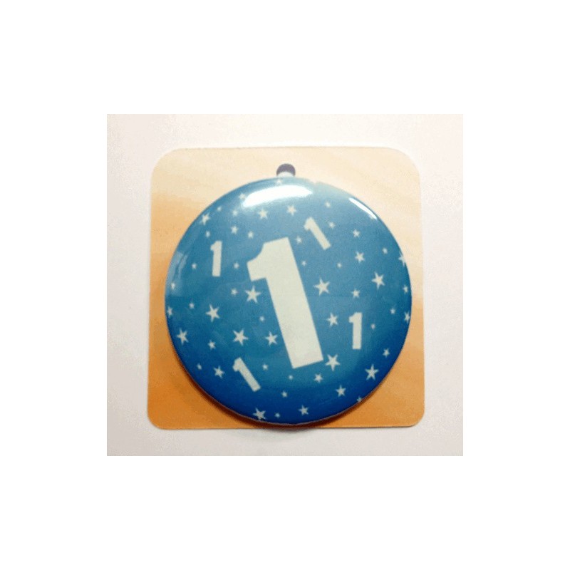 Blau button Anstecker Brosche mit Nummer 1