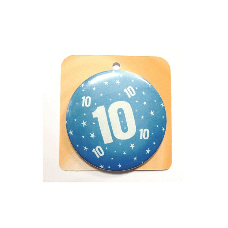 Blaue Button Anstecker Brosche mit Nummer 10