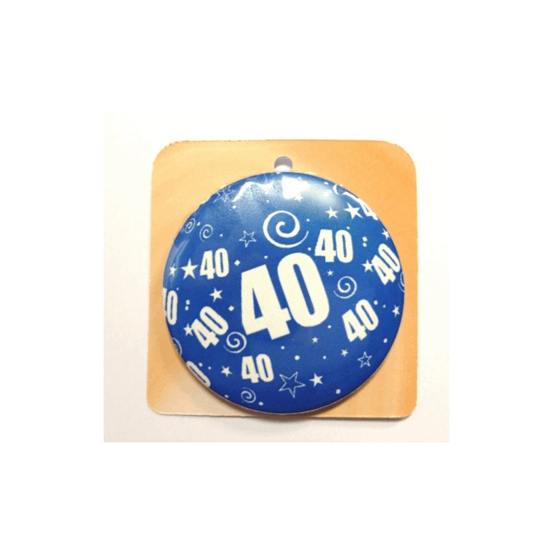 Blaue Button Anstecker Brosche mit Nummer 40