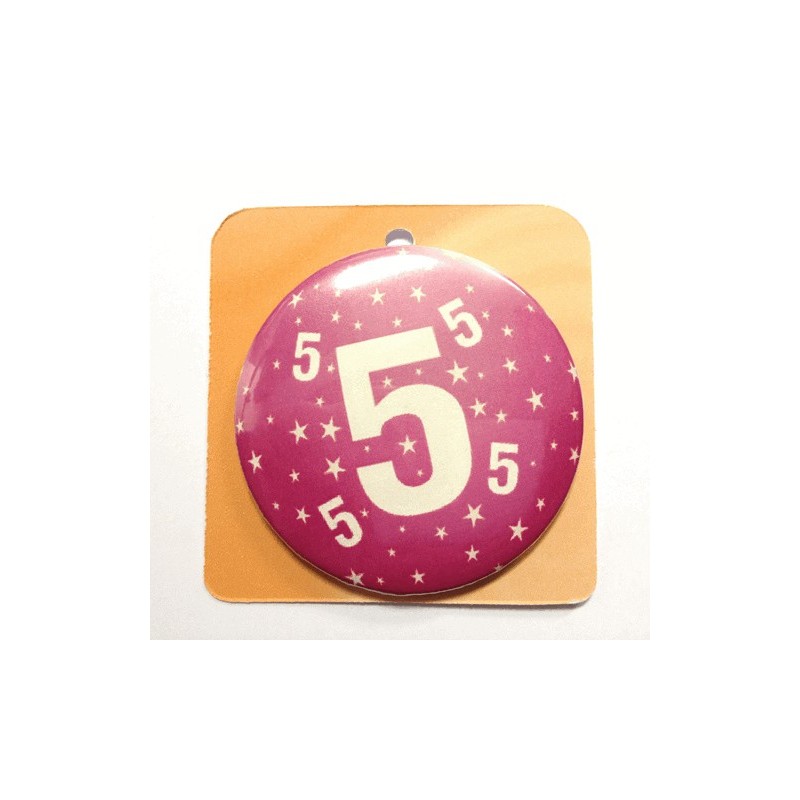 Rose button badge - Number 5