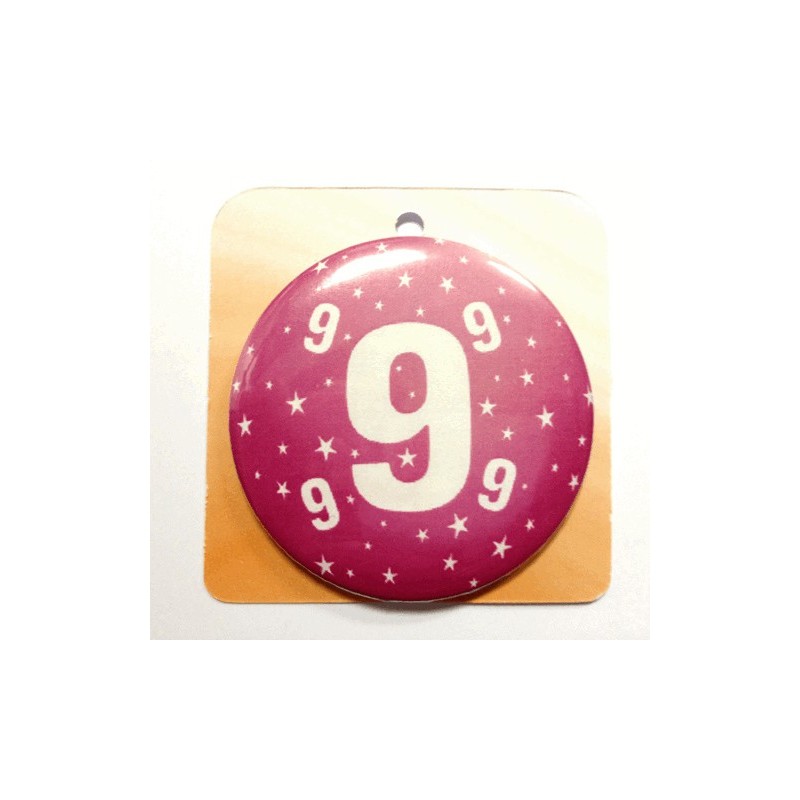 Rose button badge - Number 9