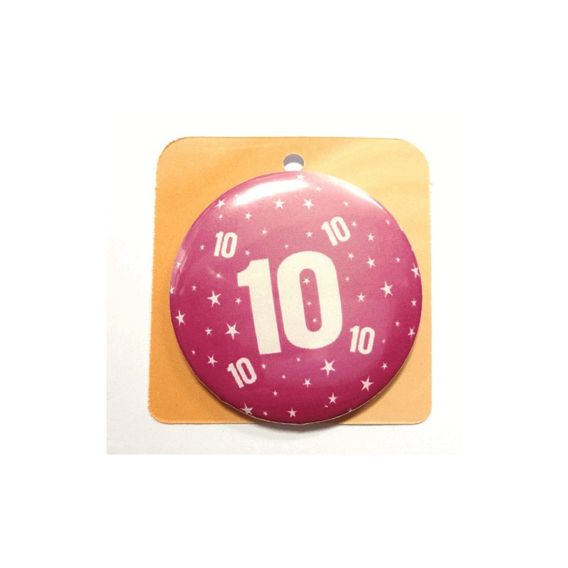 Rose Button Anstecker Brosche mit Nummer 10