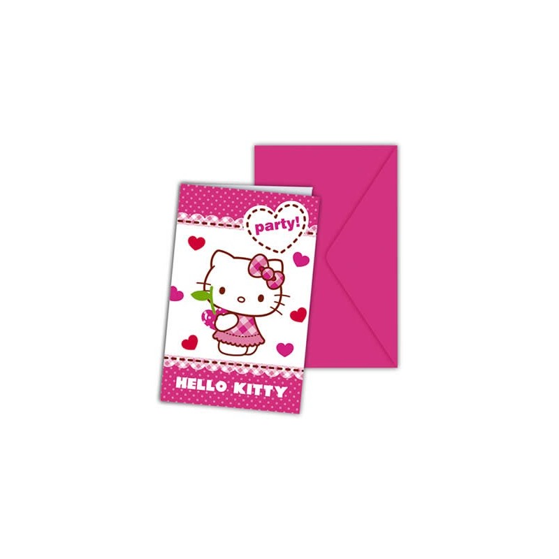 Hello Kitty hearts invitations
