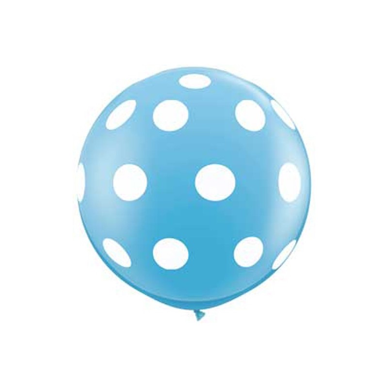 Giant light blue balloon with white dots