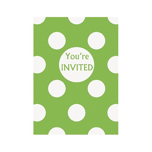 Lime green dots invitations