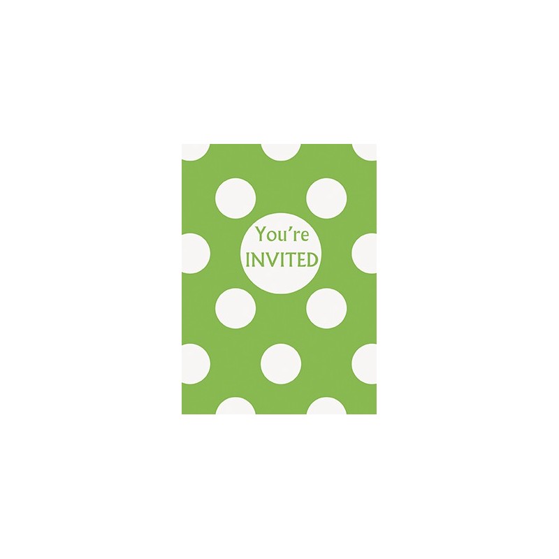 Lime green dots invitations