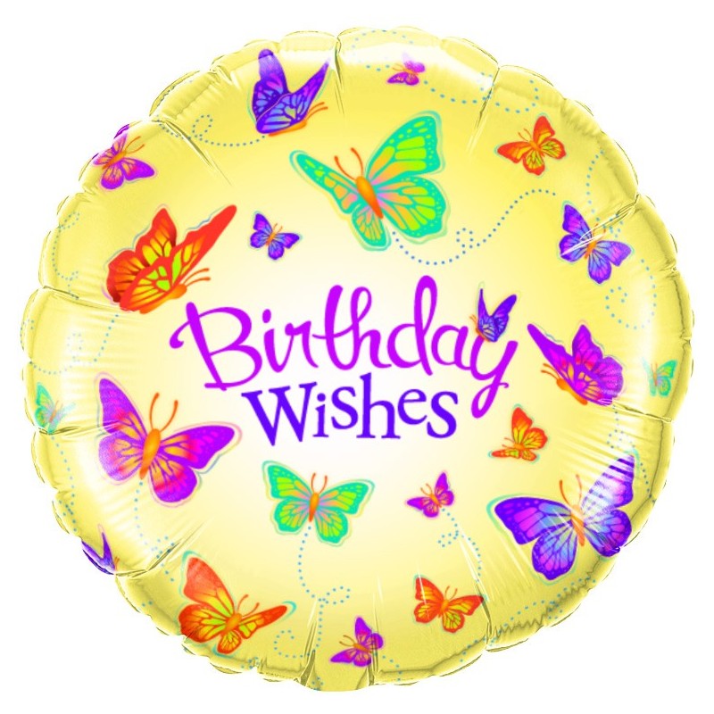 Birthday Wishes Butterflies - folija balon