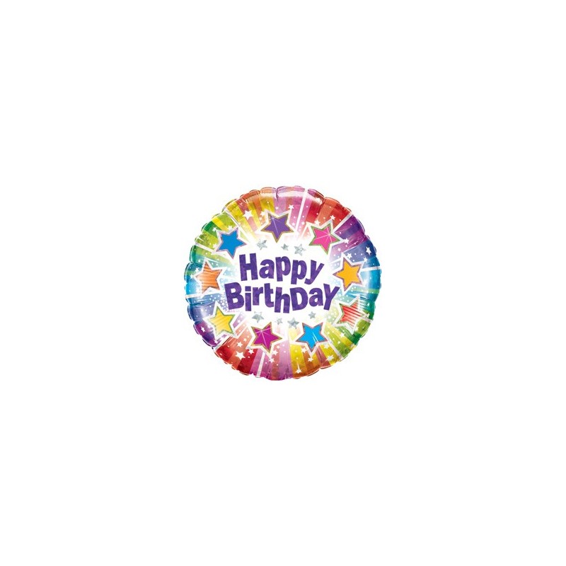 Birthday Radiant Stars - Folienballon auf einem Stäbchen