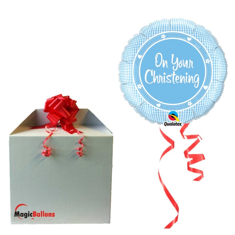 On Your Christening Boy Folienballon in Paket