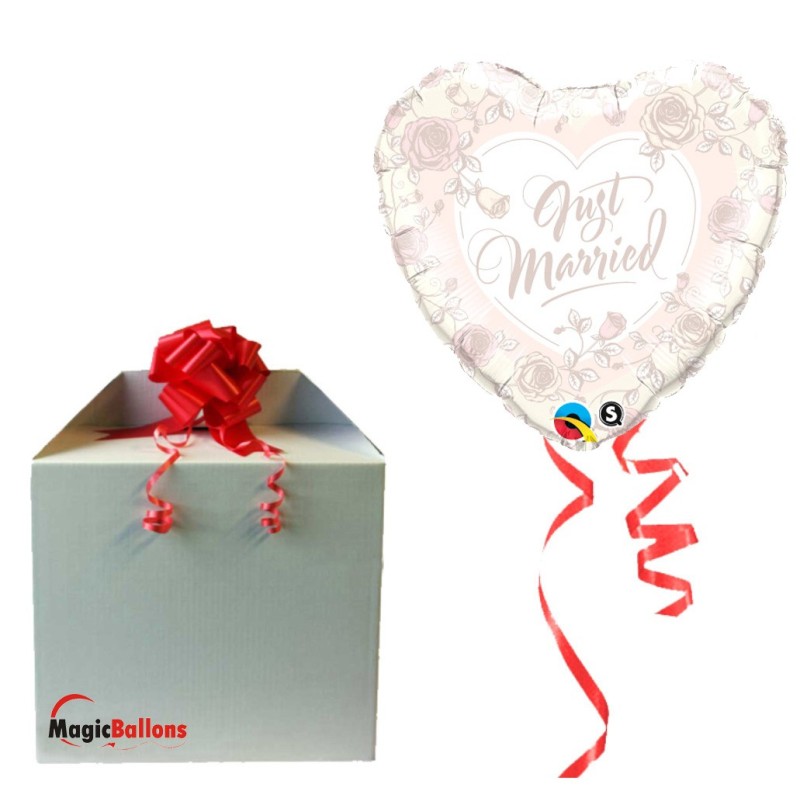 Just Married Roses Folienballon in Paket