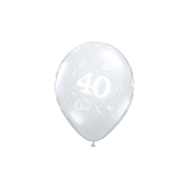 Printed balloons - number 40 Diamond Clear