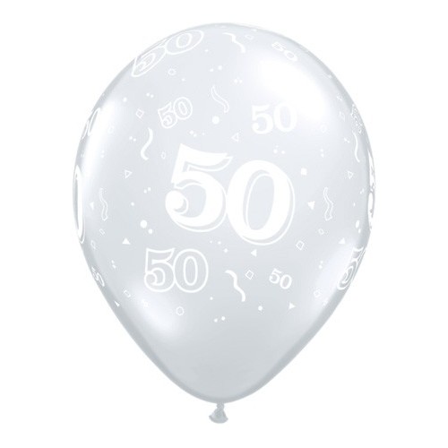 Printed balloons - number 50 Diamond Clear