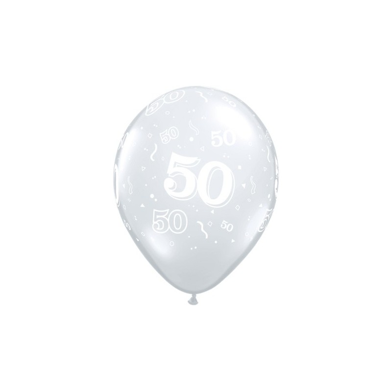 Tiskan balon številka 50 Diamond Clear
