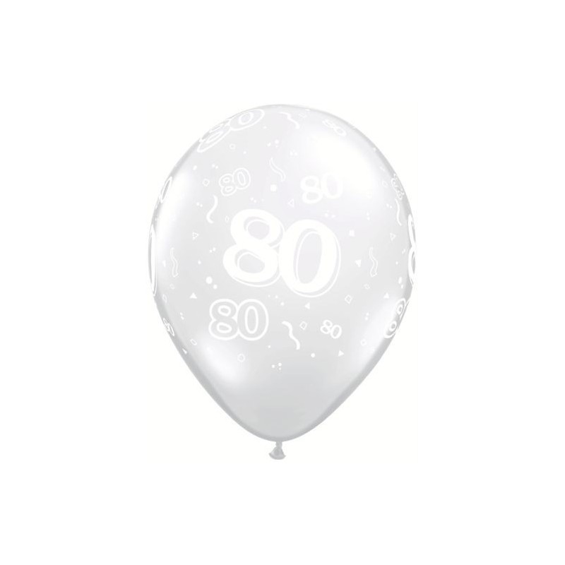 Printed balloons - number 80 Diamond Clear
