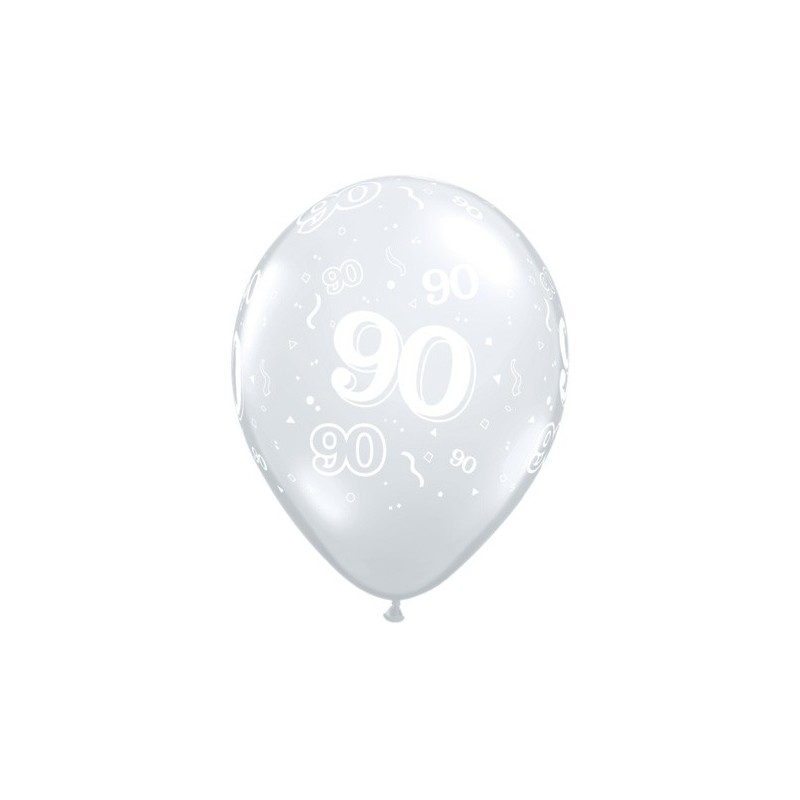 Printed balloons - number 90 Diamond Clear