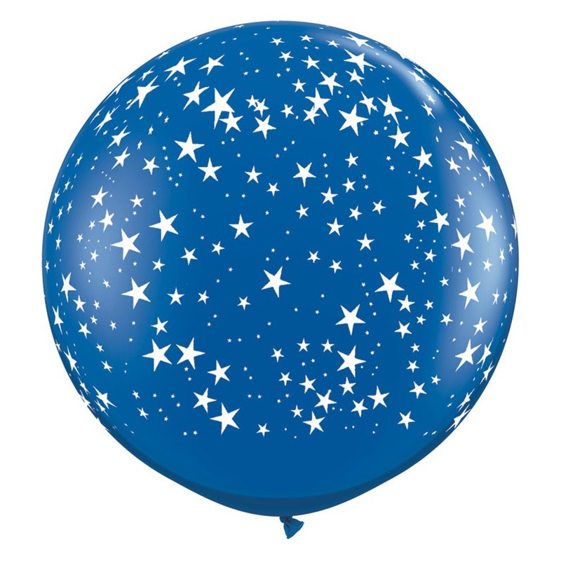 Große bedruckte Ballon mit Sternen - Sapphire blau