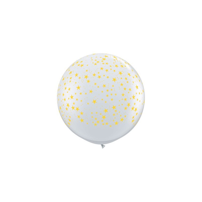 Große bedruckte Ballon mit golden Sternen - durchsichtig